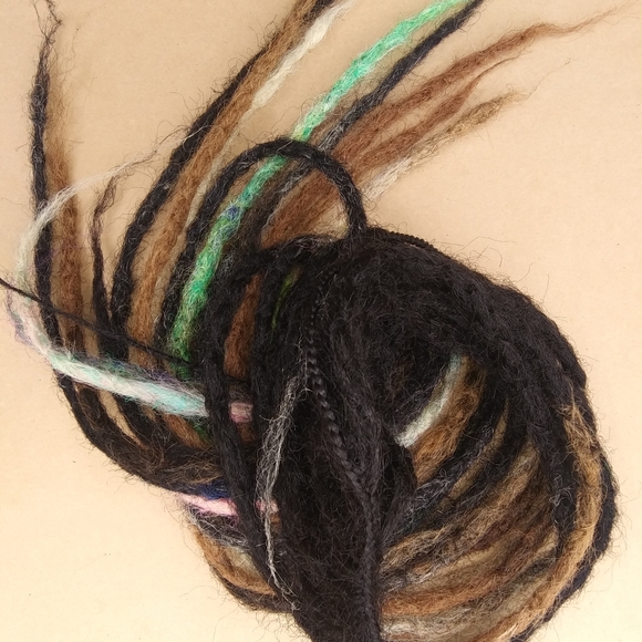 Black ombre colorful tie on dreadlock extensions - Picture 5 of 6